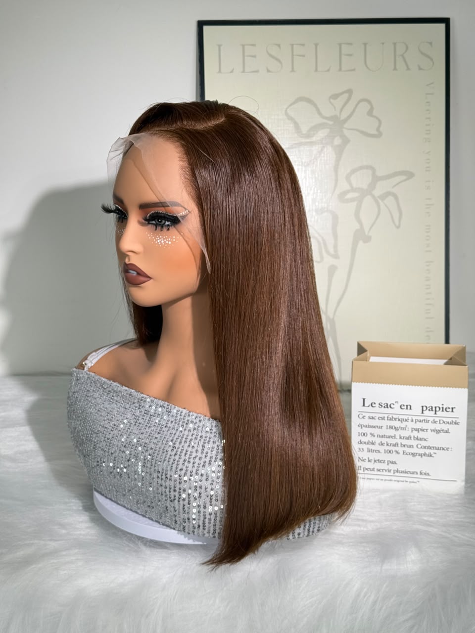20 Inch Double Drawn 13x4 Vietnamese Straight Wig - Chocolate Brown front view